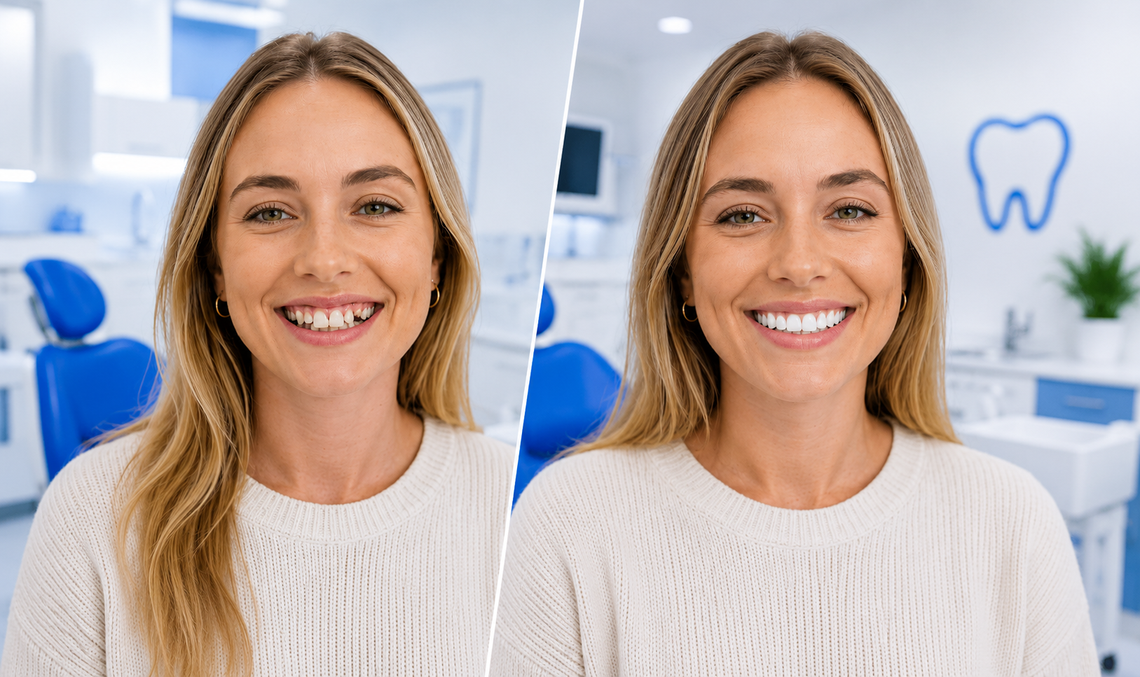 Crooked teeth before and after treatment