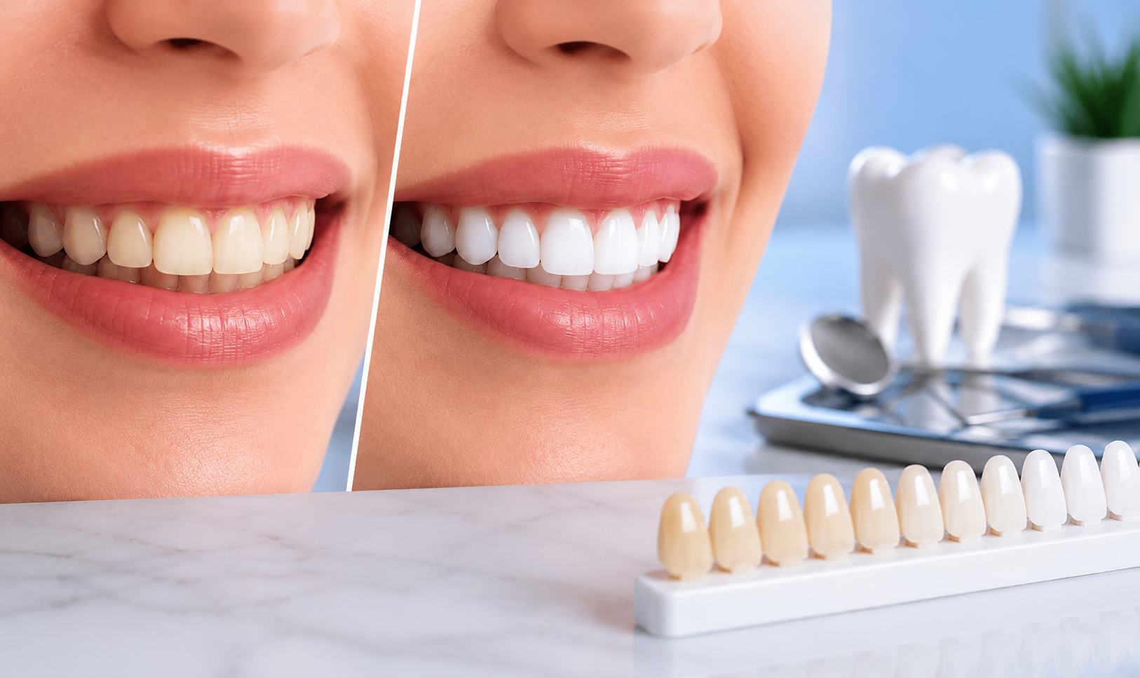 Stained teeth whitening treatment
